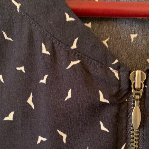 Navy Blue Patterned Women's Jacket - Picture 3 of 5